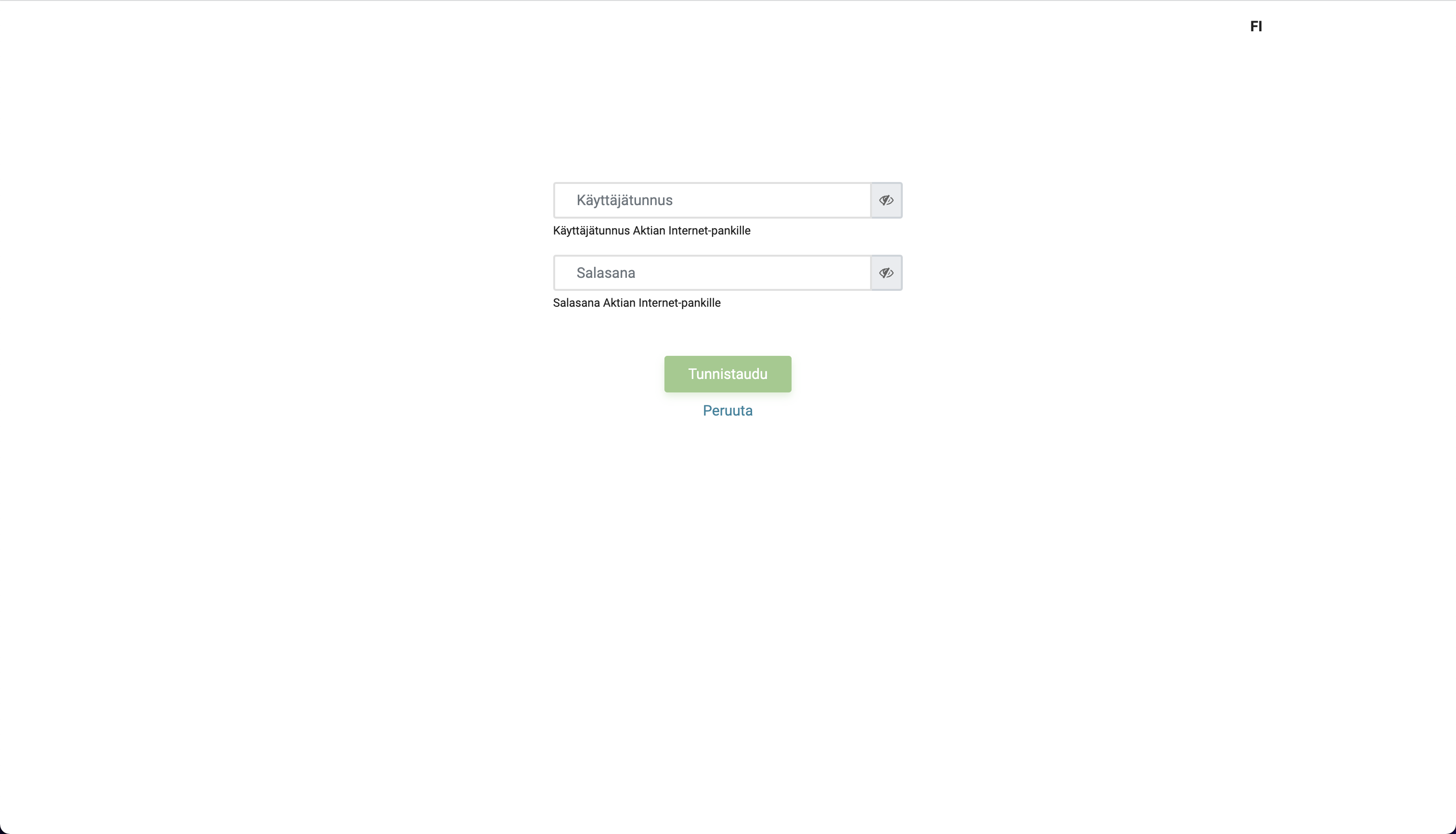 Authentication to Aktia, step 1