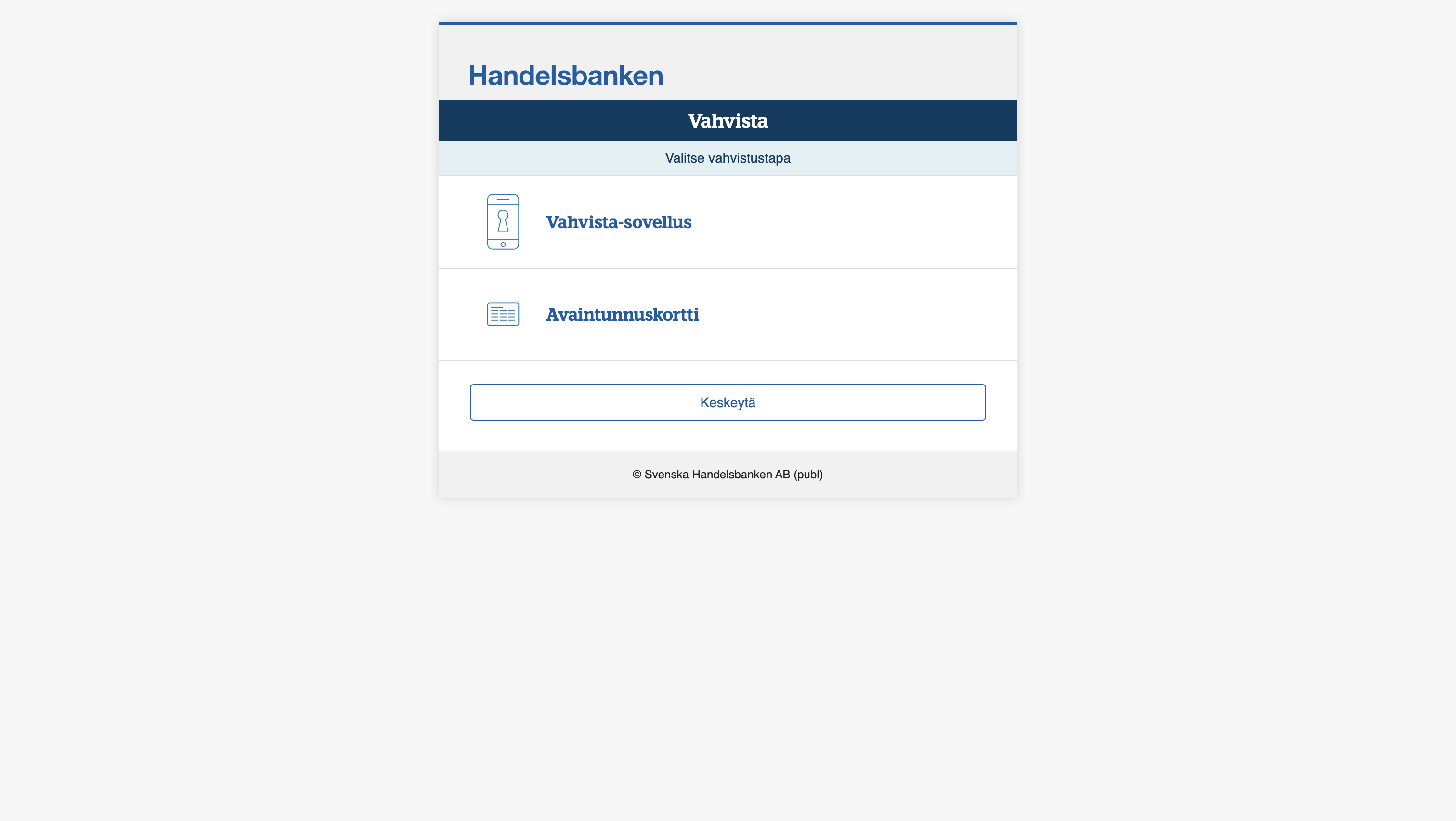 Handelsbanken business auth methods