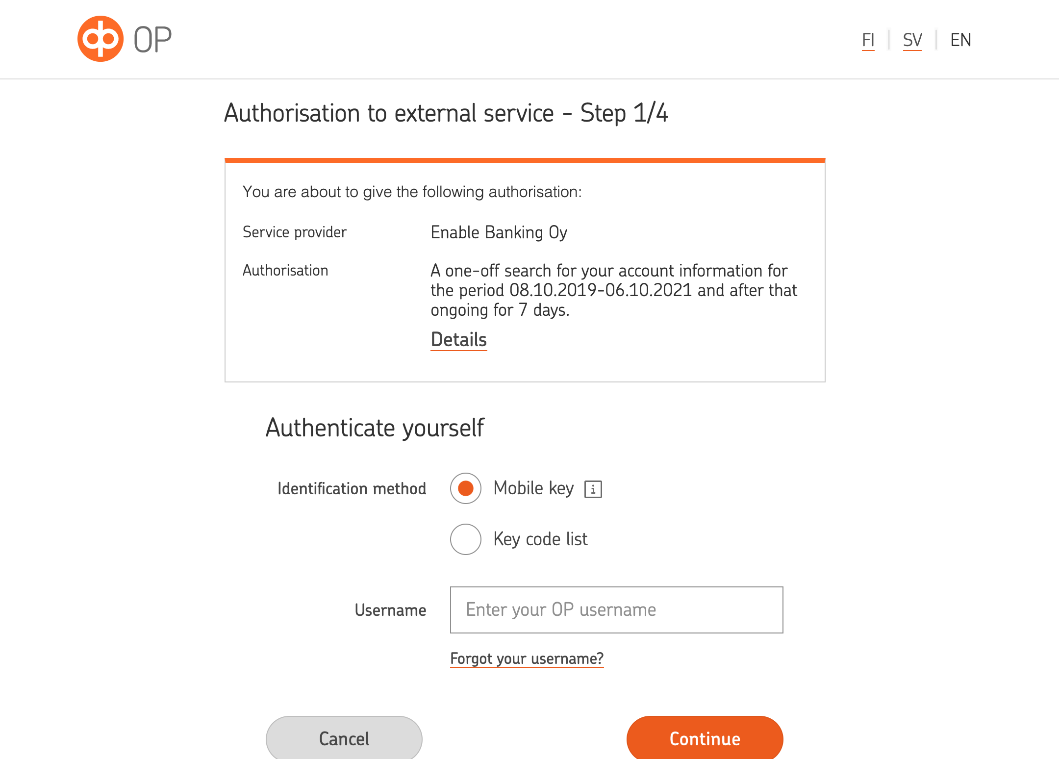 OP business authorisation methods