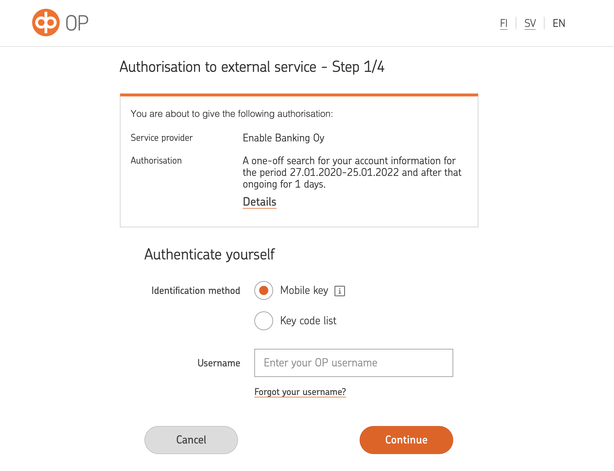 OP personal authorisation methods