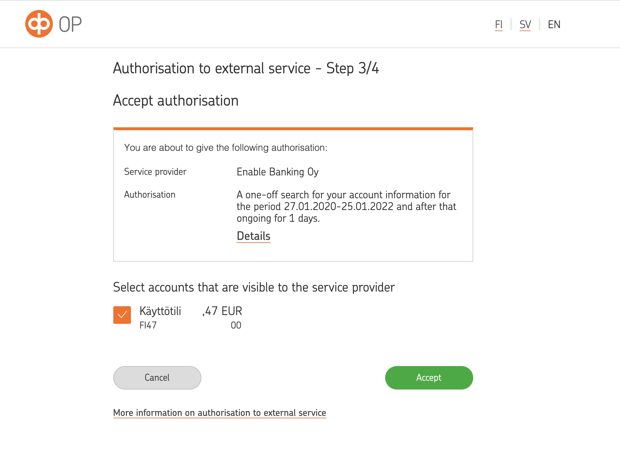 OP personal authorisation accounts