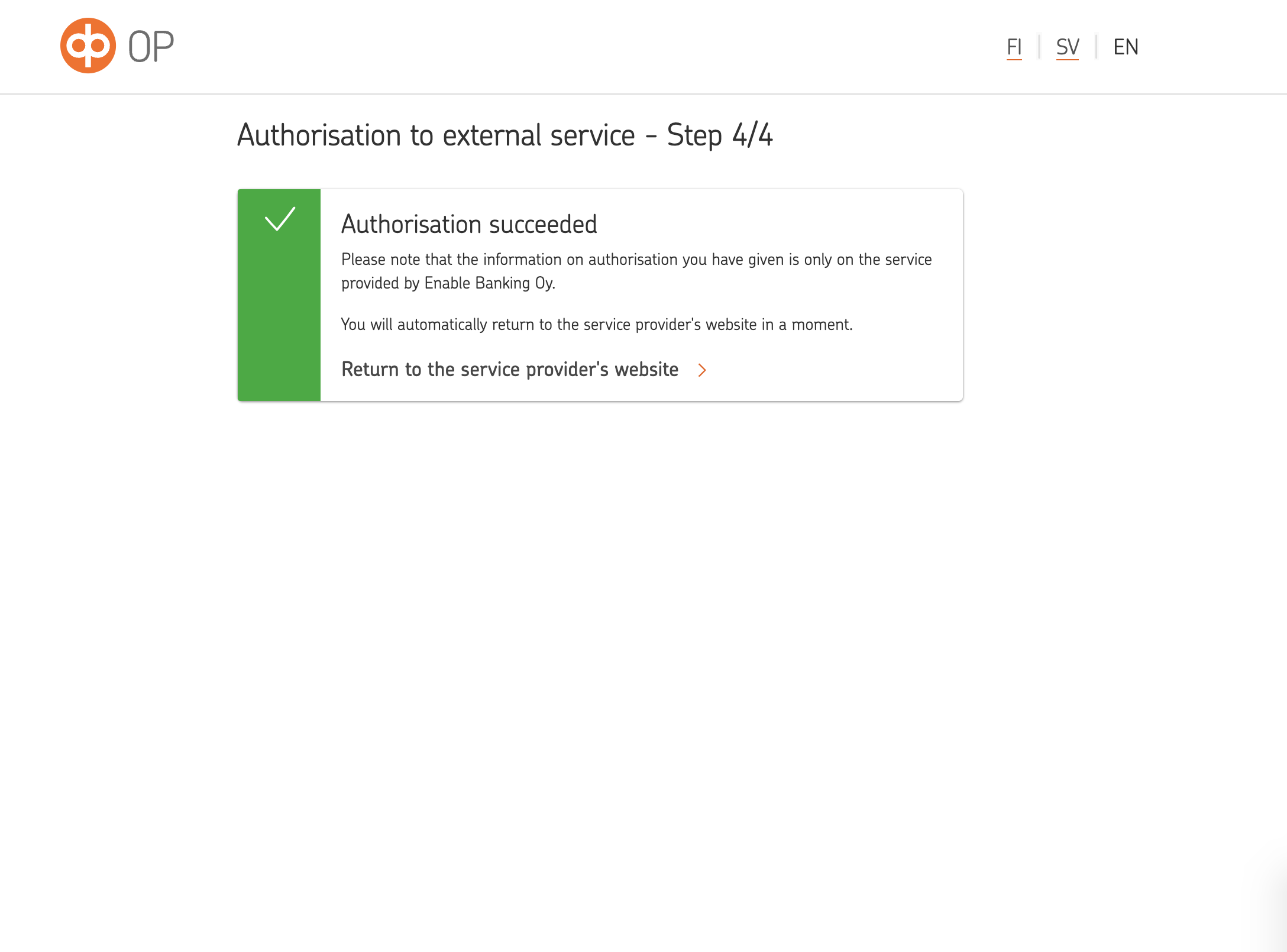 OP personal authorisation success