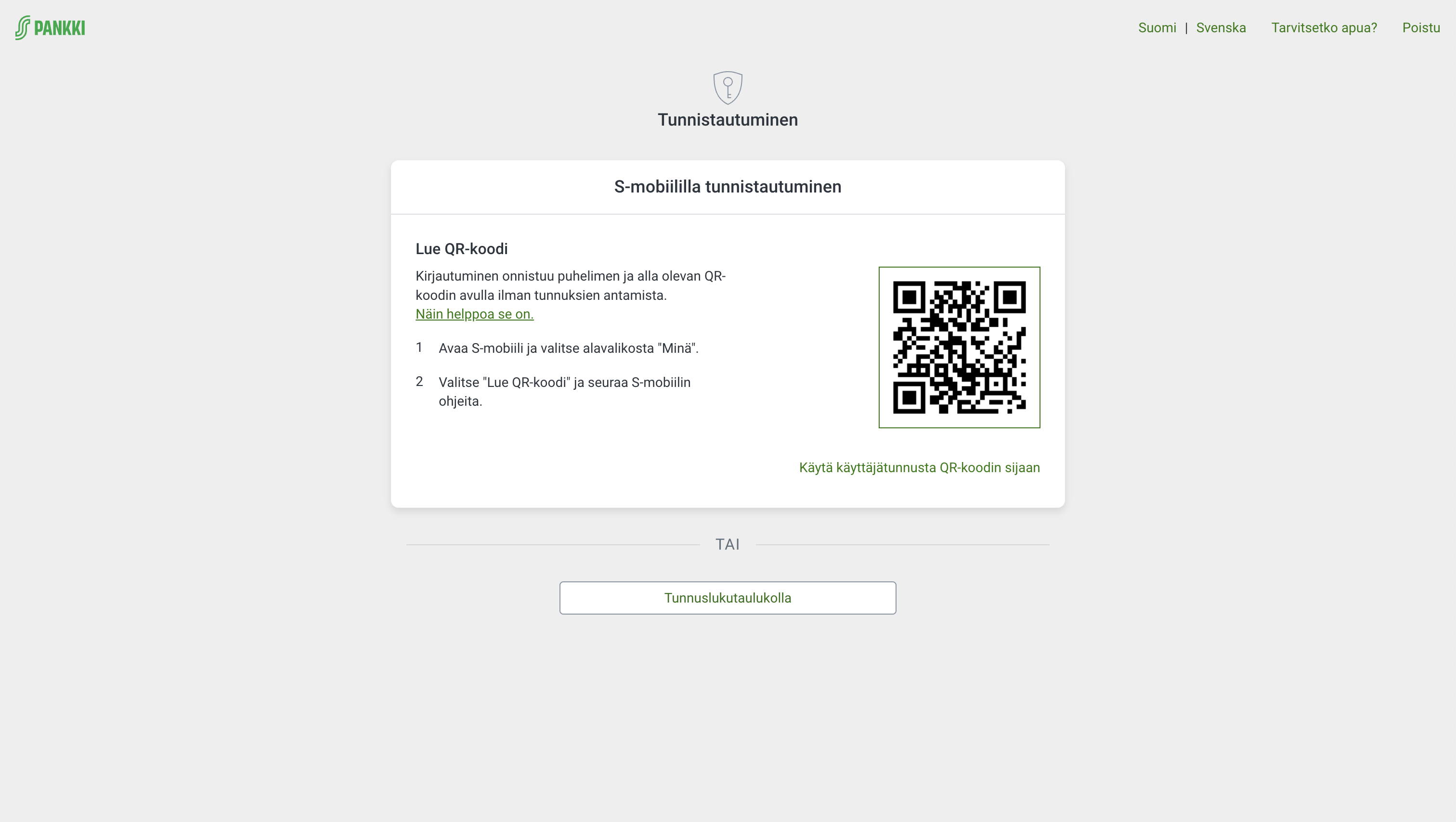 S-Pankki personal auth, step 1