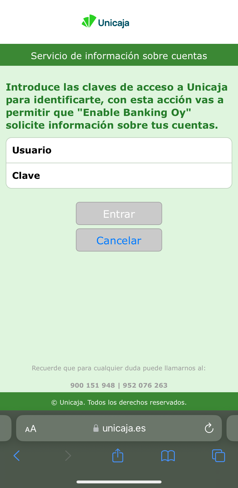 Unicaja Banco business auth